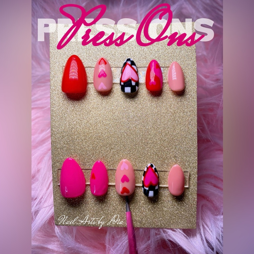 Red and Pink Press-On Nails